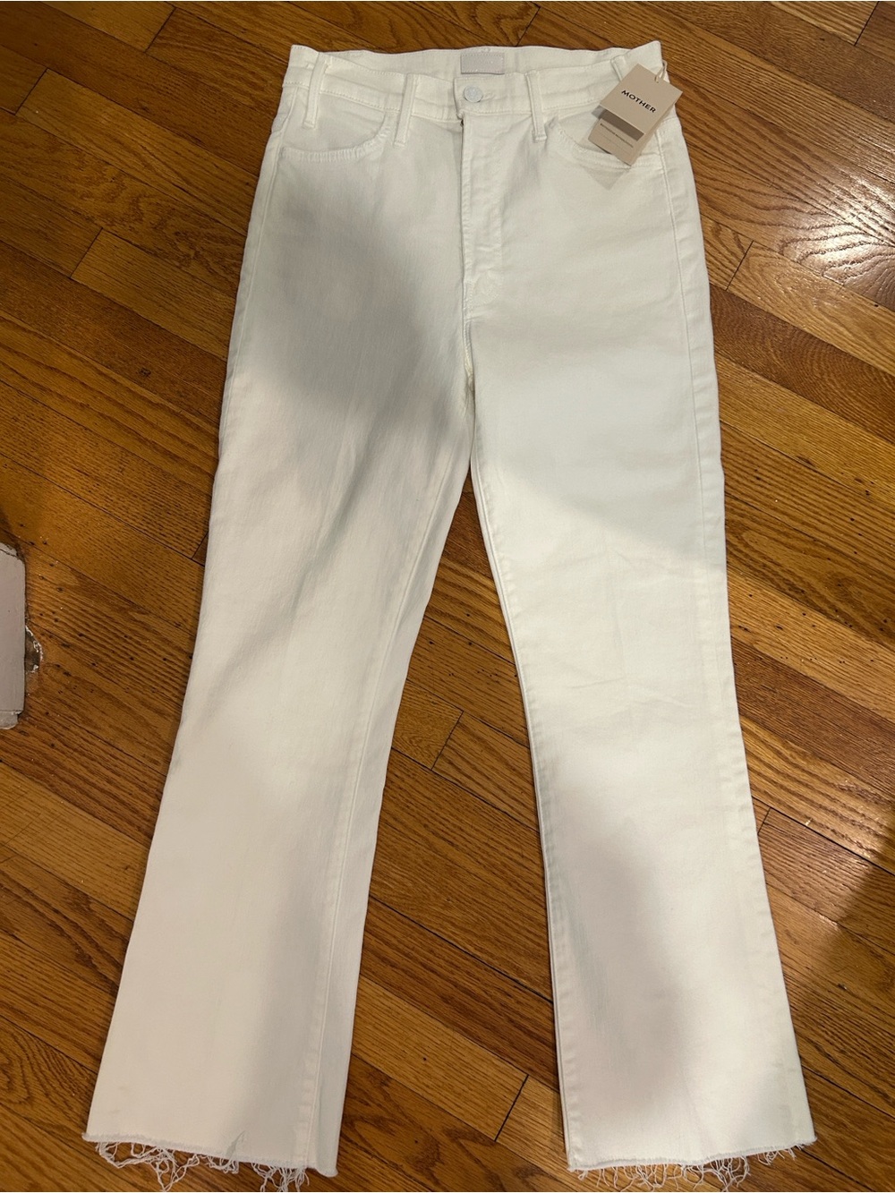 MOTHER White Denim Jeans with Branded Button NWT
